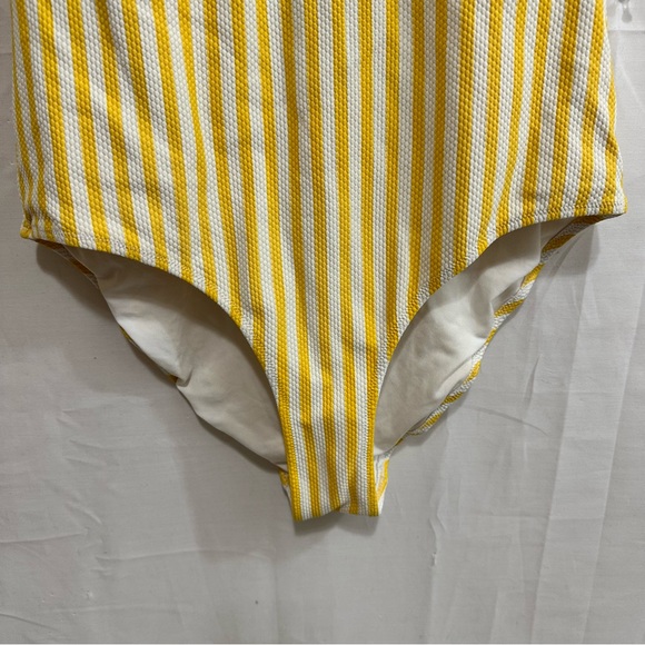 H&M Womens Yellow & White Striped Tank One Piece Swimsuit Size Medium - Picture 2 of 7
